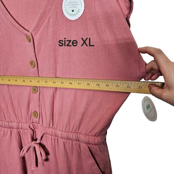 Dip NWT Womens Pink Mauve Button Front‎ Jumpsuit With Pockets & Waist Tie Gauzy - Picture 8 of 15